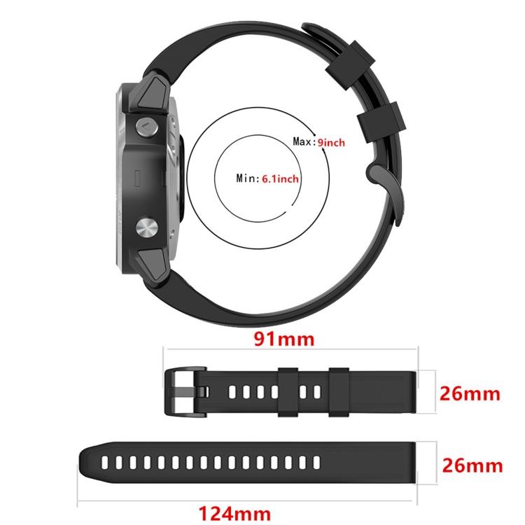 For Garmin Fenix 3 26mm Silicone Watch Band