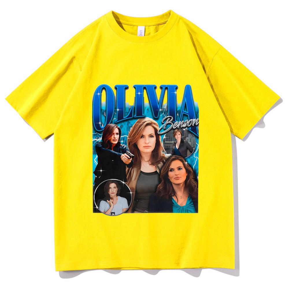 Retro Olivia Benson Tshirt Unisex Women Fashion Oversized Streetwear Male Casual Cotton T Shirts Unsiex Vintage Short Sleeve Tees