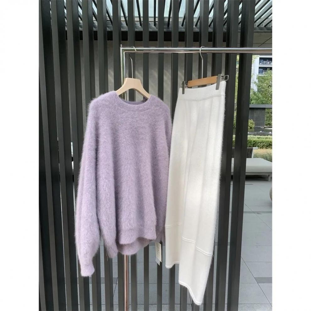 Women's Thick Mink-Like Plush Sweater - Cozy Autumn/Winter Knitted Pullover