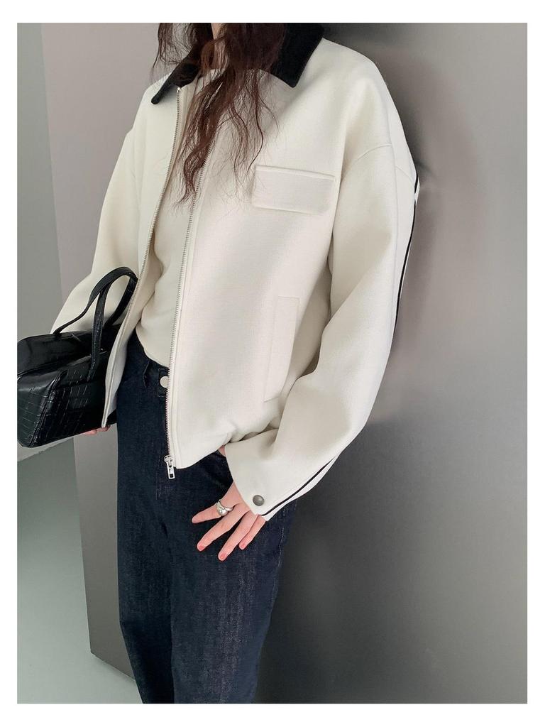 Inbyin Women's Color Block Lapel Jacket - Casual Loose-Fit Autumn Slimming Coat