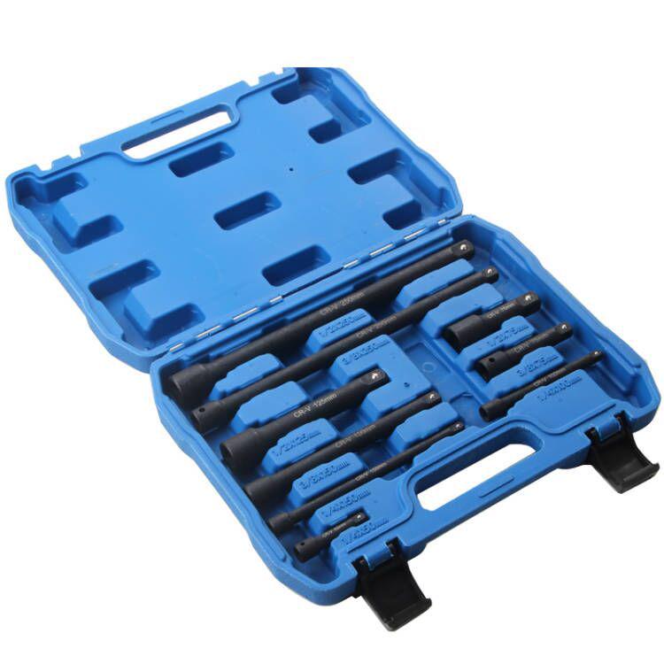 9-teiliges Werkzeugset: Verlängerungsstangen und Hülsen - 3/8" (Groß Mittel Klein), 1/2" Ratsche, 1/4" Kurzstange