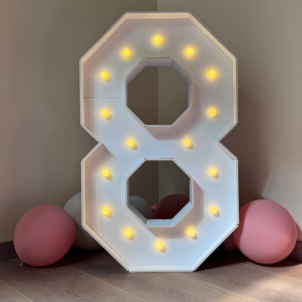 1Pc 73cm/28.7in Light-Up Digital Marquee Balloon Frame for Birthdays,Wedding Anniversaries, Graduation With Lights