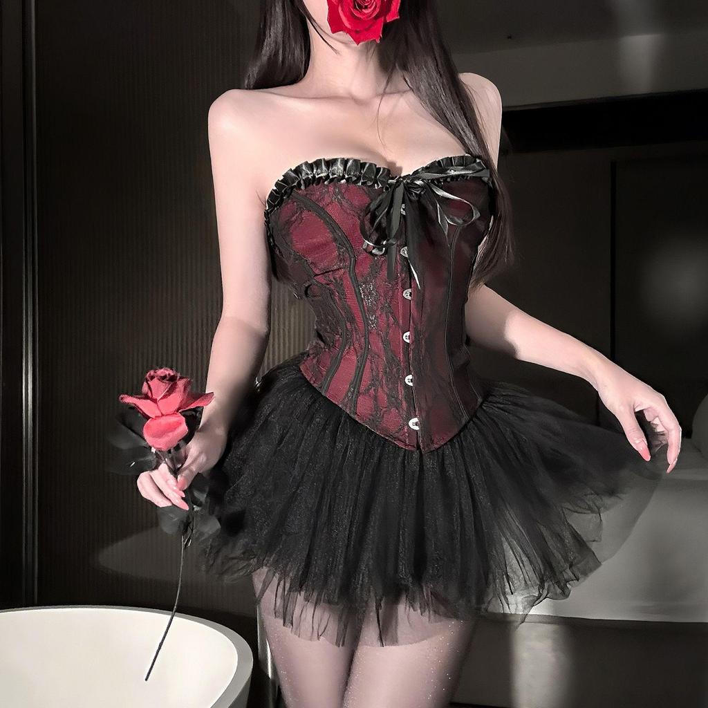 Court Style Lingerie: Seductive Ballet Bandeau Corset with Puff Skirt.