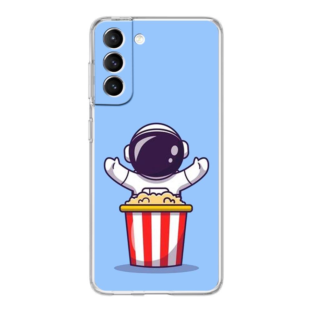 Planet Cute Astronaut Phone Case For Samsung Galaxy S22 5G S20 Ultra S21 FE 5G S10E S9 S8 S10 Plus Note 20 10 Soft Clear Cover