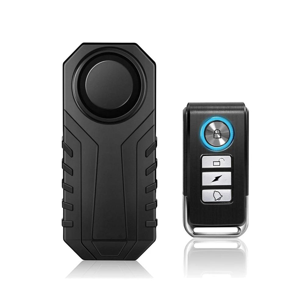 113dB Bike Anti-Theft Alarm with Remote Wireless Anti-Theft Motorcycle Alarm Triggered Vibration Sensor for Electric Scooter чёрный
