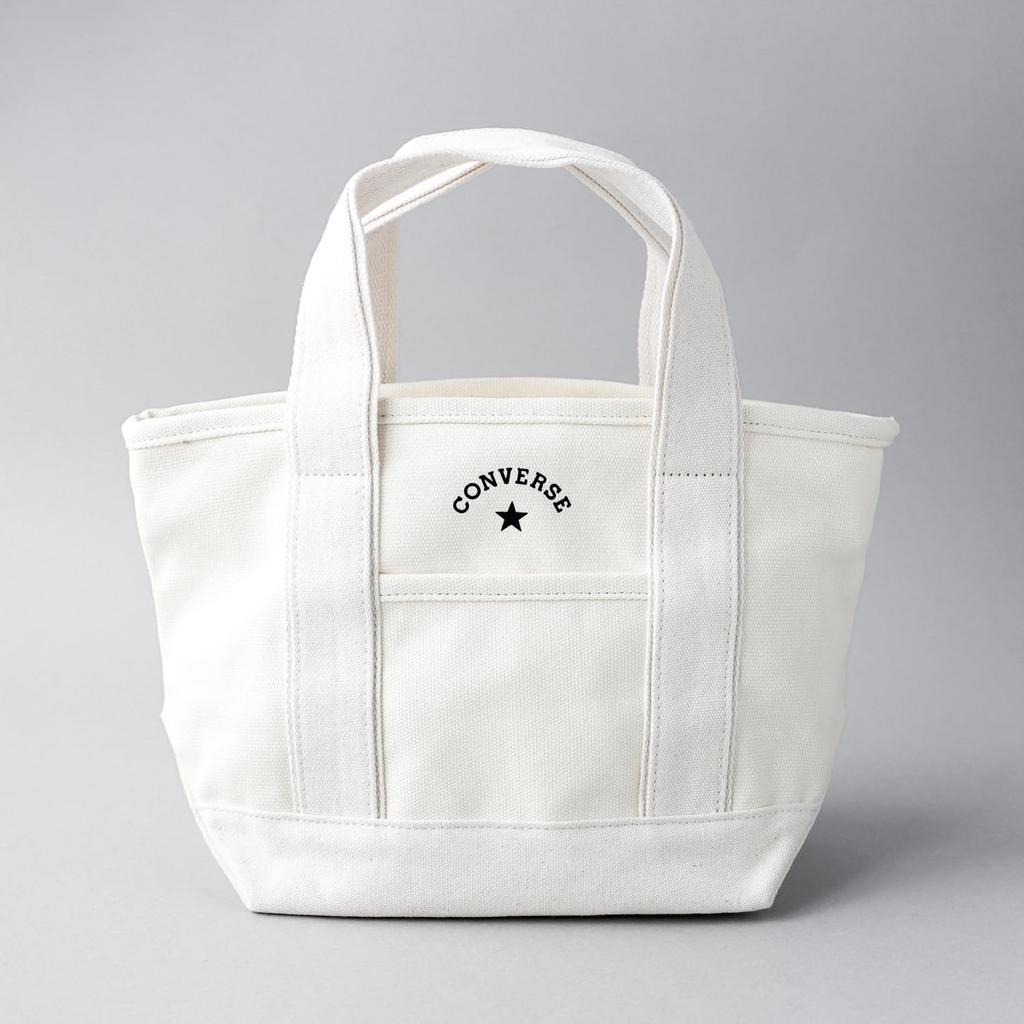 Converse Canvas Mini Tote Bag with Dwear Sticker, Men's and Women's, "TOKYO All Star" (Small, Off-White)