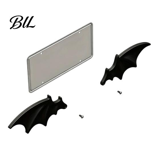 Auto Plate Wing Decoration 1 Pair Bat License Decoration, Gothic Black Decor SUV for Vehicle Front Rear Plates, Car Truck Exterior Accessories Weather