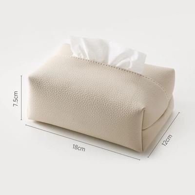 Kunstleder Taschentuchbox Schreibtischdekoration Quadratisches Design Serviettenhalter Staubdicht Einfarbig Aufbewahrungsbeutel für Taschentücher
