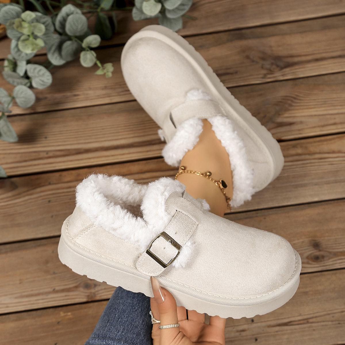 

Повседневные зимние ботинки на толстой подошве с флисовой подкладкой и деталью в виде пряжки 36 бежевый