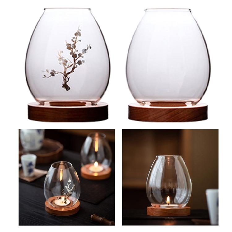 Candle Holder Glass Cover Decorations for Bedroom Farmhouses Candlesticks Decors