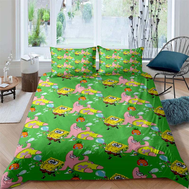 A Variety of SpongeBob SquarePants Patterned Bedding Sets, Soft Duvet Covers and Pillowcases, Suitable for Teenagers, Children a