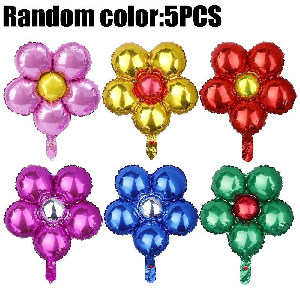 18inch Flower Balloons Five-petal Aluminum Film Balloons Mother Day  Wedding Party Kid Birthday Decoration Supplies Gifts Flower&18inch