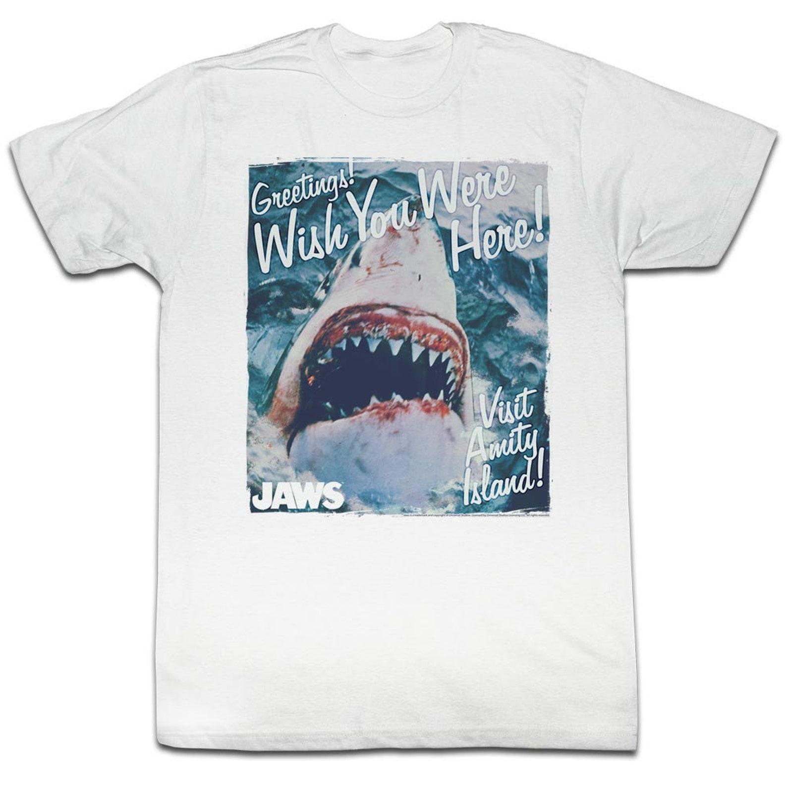 Jaws Greetings White Adult T-Shirt 2XL