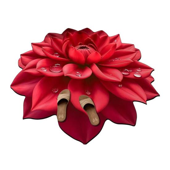 Diatomaceous Earth Floor Mat 3D Realistic Floral Design Bath Mat Non-Slip Absorbent Mat Quick-Drying Easy to Clean Shower Rug