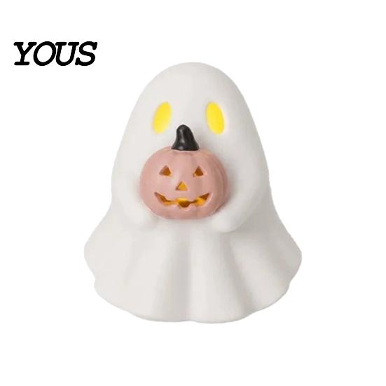 Non Scary Halloween Decoration Ghost Decoration, Light Up Cute Spooky Figurine with Small Desktop Ornament Pumpkin/Lantern for Table Tiered