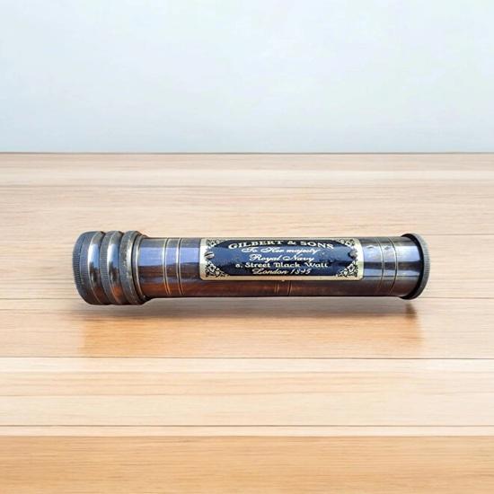 Brass Kaleidoscope 15.24 cm Nautical Handmade Collectible with Leather Case Birthday Christmas Gift