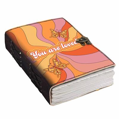 Kožený Journal Diary s potiskem "Jste milováni", prázdnými stránkami, pro osobní i kancelářské použití, Plánovač, Prázdný Diary (7 x 5 palců)