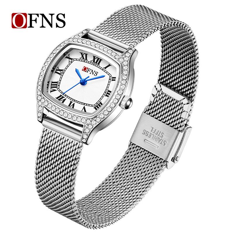 Oufannishi Women's Waterproof Square Fashion Watch, Roman Numerals, Diamond Accents