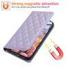 For iPhone 16e Case RFID Blocking Wallet Stand Rhombus Leather Phone Cover with Wrist Strap