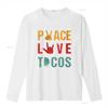 Womens Peace Love Tacos Vintage T Shirt Outfit For Mexican Food Lovers Round Neck Black vintage Washed streetwear Unisex