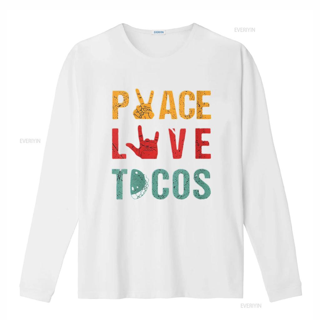 Womens Peace Love Tacos Vintage T Shirt Outfit For Mexican Food Lovers Round Neck Black vintage Washed streetwear Unisex