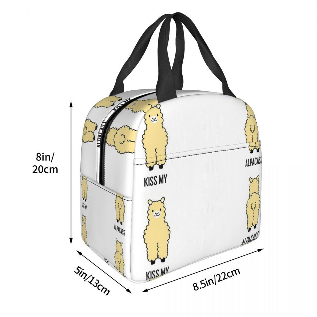 2-Sided Kiss My Alpacass Funny Alpaca Llama Insulated Lunch Bag for Women Office Cooler Thermal Food Box Tote Lunch Boxes