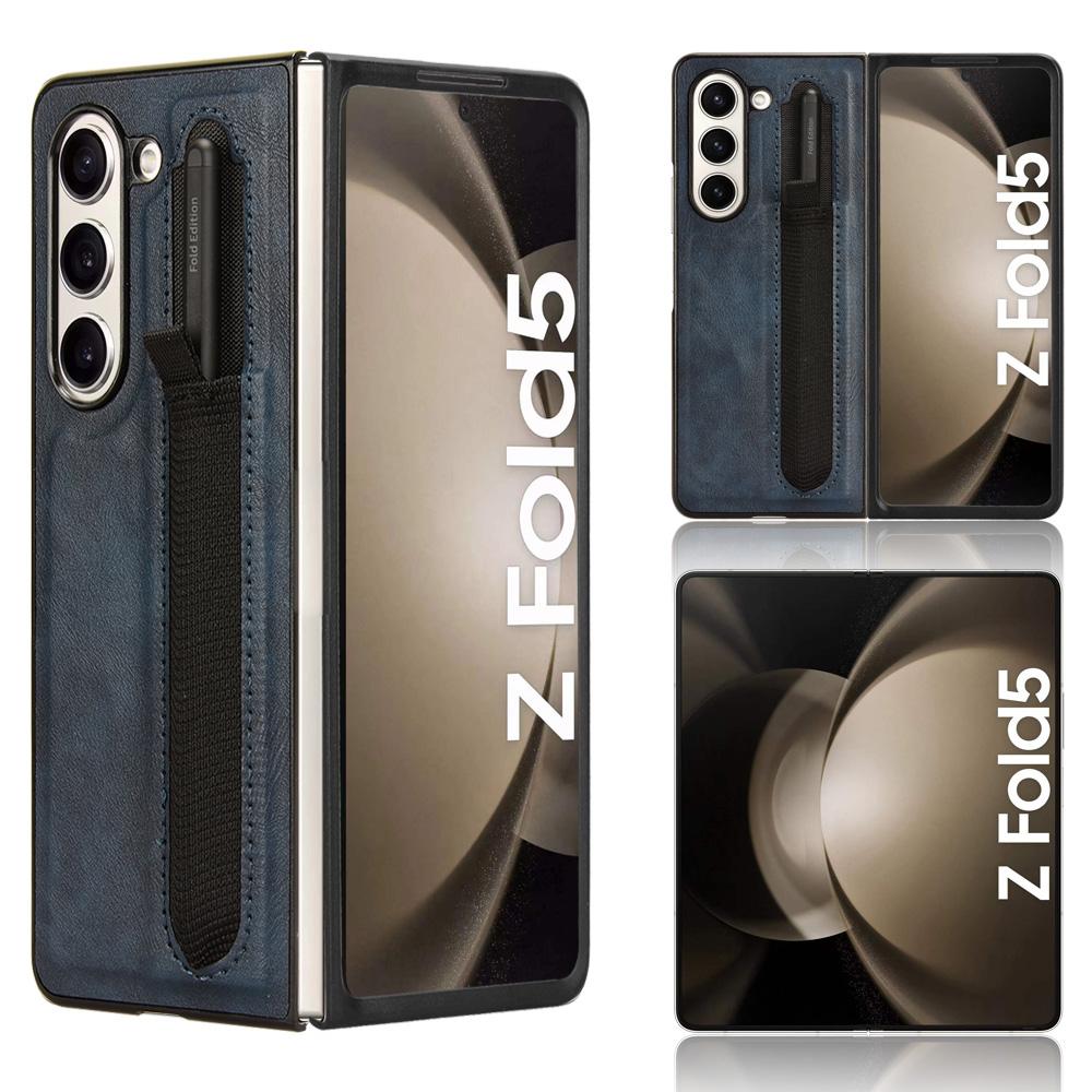 For Samsung Galaxy Z Fold5 5G Retro Texture Phone Cover PU Leather+PC Phone Case with Pen Slot