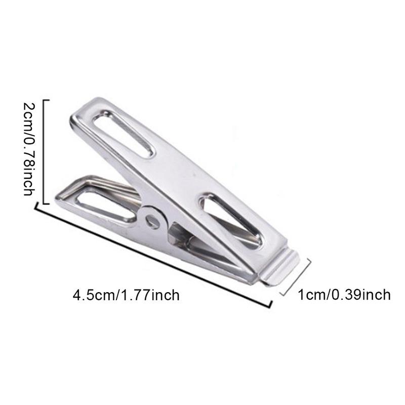 20Pcs Stainless Steel Clothes Pegs Washing Clips Household Clothing Sealing Clip Windproof Clips Hang Pins Metal Clips Clamps