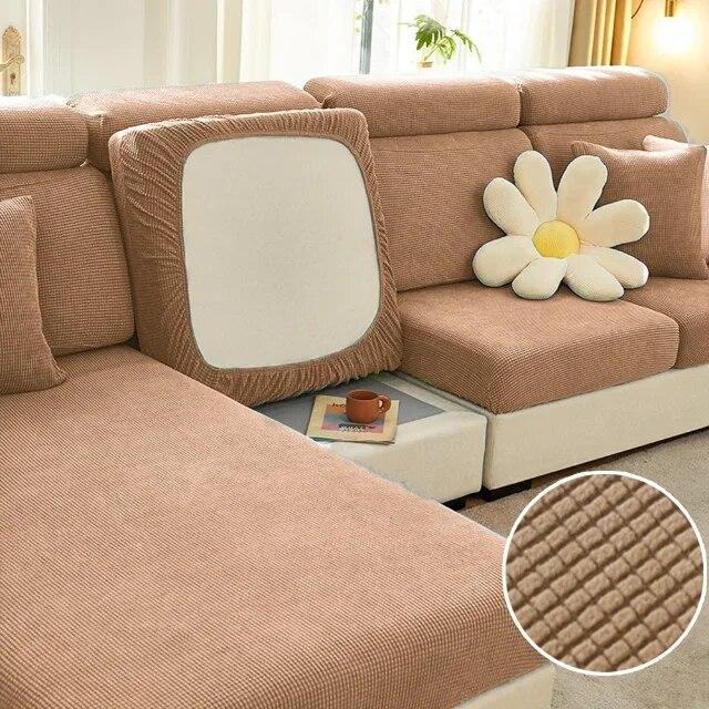 Jacquard Sofa Seat Cover Plain Stretch Couch Cushion Case Folar Fleece Solid Sofa Covers Living Room Sofa Furniture Protector