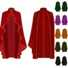 Women's Velvet Cape Coat with Stand Collar and Gold Trim Button Front for Halloween Costume