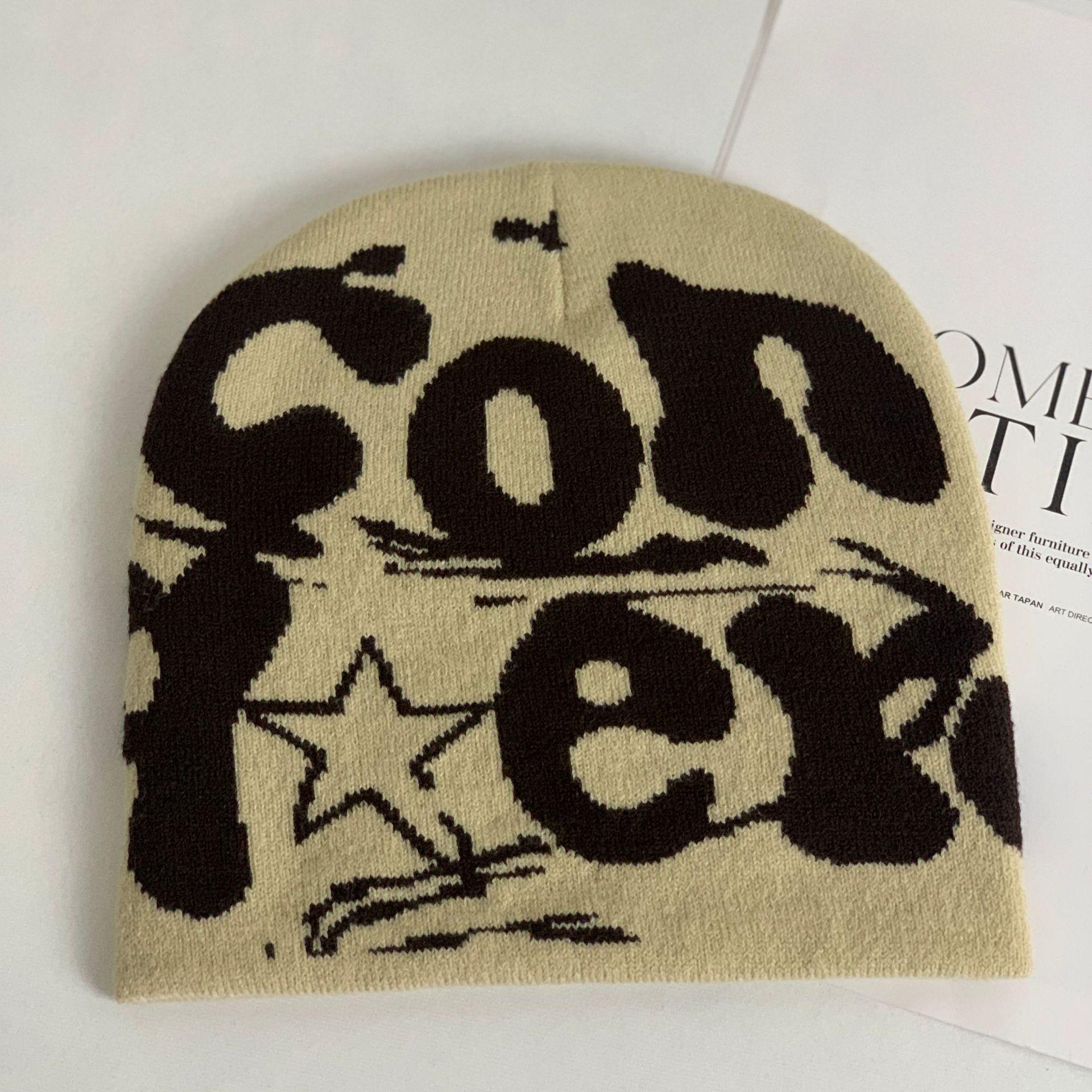 

JYL TS DIY Letter Beanie Unisex Autumn Winter Couple Warm Knit Hat Acrylic 1222Mao12383 старий бордовий колір