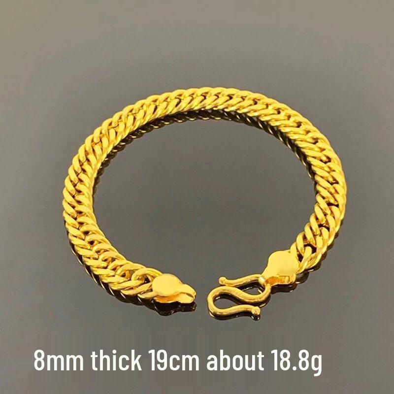 Men's Imitation Gold Boss Chain Whip Bracelet with Long-Lasting Color Retention - Stylish and Domineering Fashion Accessory.