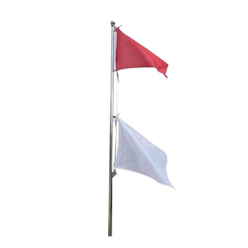 Red and White Signal Flag with Flagpole