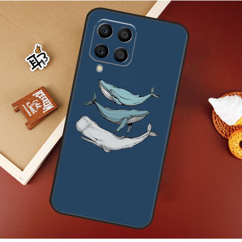 Blue Ocean Whales Pattern Case For Samsung Galaxy M21 M20 M23 M31 M11 M54 M14 M34 M13 M52 M32 M12 M16 M36 M56 M15 M55