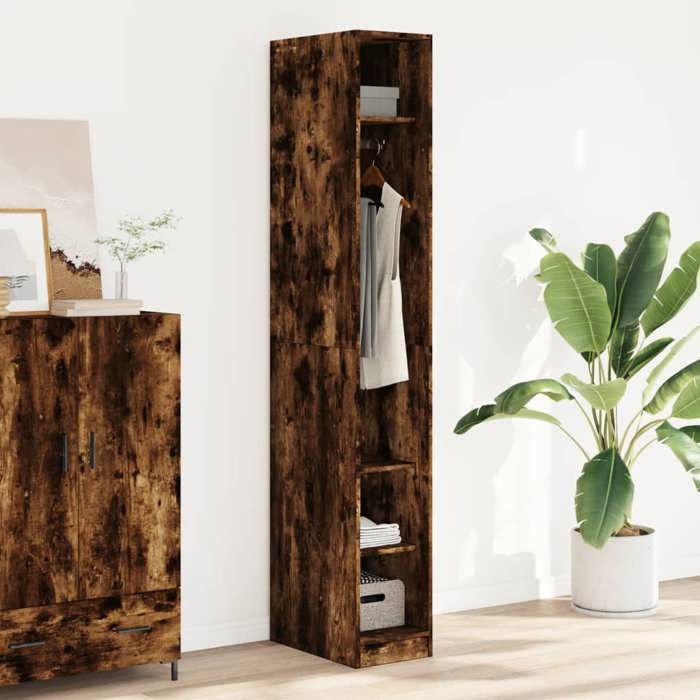 VidaXL Garde-robe chêne fumé 30x50x200 cm bois d'ingénierie, armoire de rangement, organisateur de garde-robe, armoire, 3307688