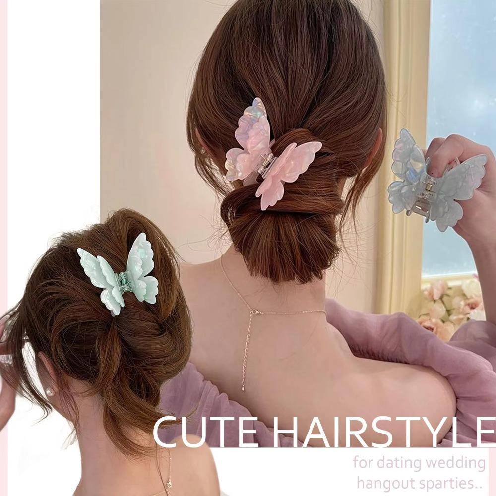 Small Size Butterfly Hair Clip Acetate Shark Clip Sweet Style Fairy Hair Gripper  Women & Girls