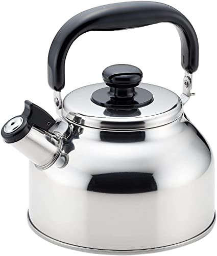 Yoshikawa Wide Clean Wide-Mouth Whistling Kettle, 2.6L, Stainless Steel, Induction and Gas Compatible, Tsubame-Sanjo, Made in Japan, SH4831
