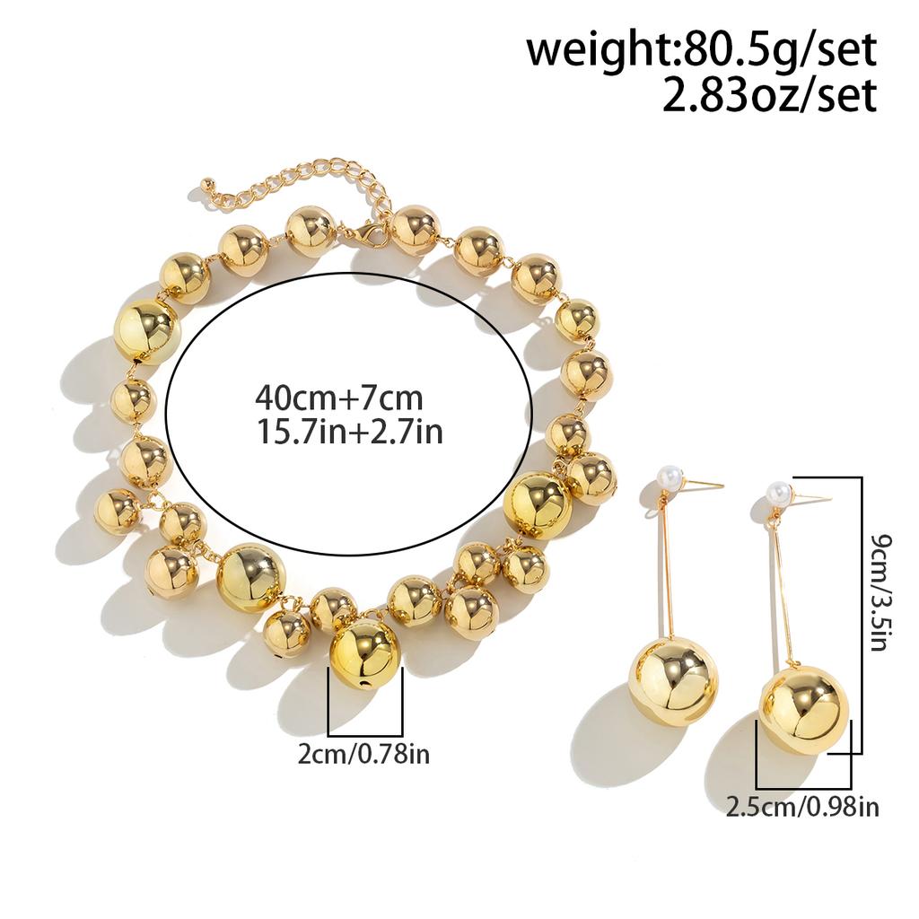 Collar de Cadena de Bolas Grandes de Acrílico CCB Punk Pendientes Colgantes para Mujer Cadena de Clavícula Gruesa Vintage Conjunto de Joyería Grunge Steampunk