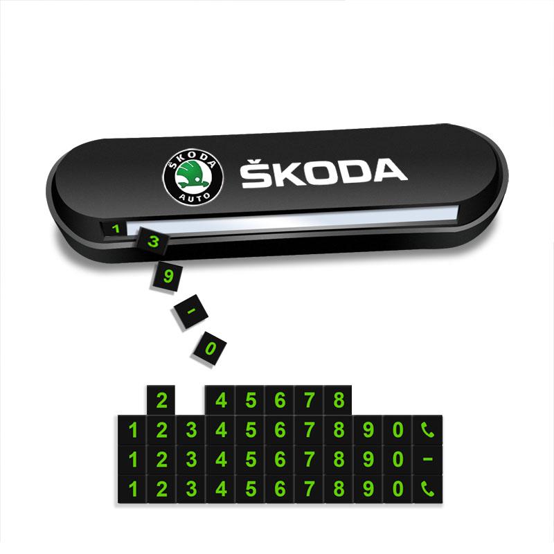 1 ks Dočasná parkovací karta do auta, odznak, styling auta pro Škoda Octavia Fabia A7 Kamiq Kapoq Kodiaq Rapid SCALA Superb Yeti Derivati