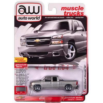 Auto World 164 Scale Premium Release 4 “2006 Chevy Silverado SS (Silver Birch Metallic)” AWSP163-24A