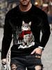 Men's T-Shirts Cute Cat Graphic T Shirts Y2k Casual Loose Long Sleeve Tee Outdoor Autumn O-Neck Tops Comfortable Men's Clothing