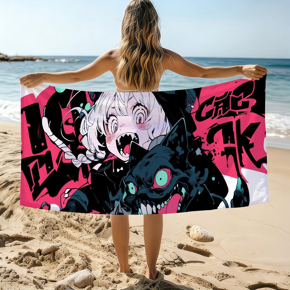 

Black Cat Girls Towel Beach Towel Oversized Quick Dry Towel Absorbent Soft Swim BeachTowels for Men Women W30*H60(CM)