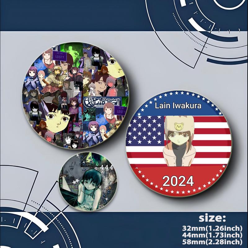 Anime Serial Experiments Lain 32/44/58mm Simple Button Pin Snap In Design Cartoon Brooches Daily Stylish Ornament Handmade Badge