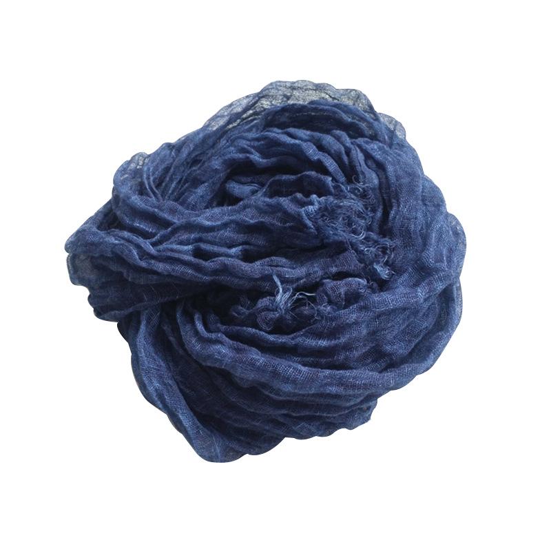 Japanese Linen Monochrome Natural Texture Pleated Scarf, Retro Linen Literary Scarf, Thin Men'S Autumn And Winter
