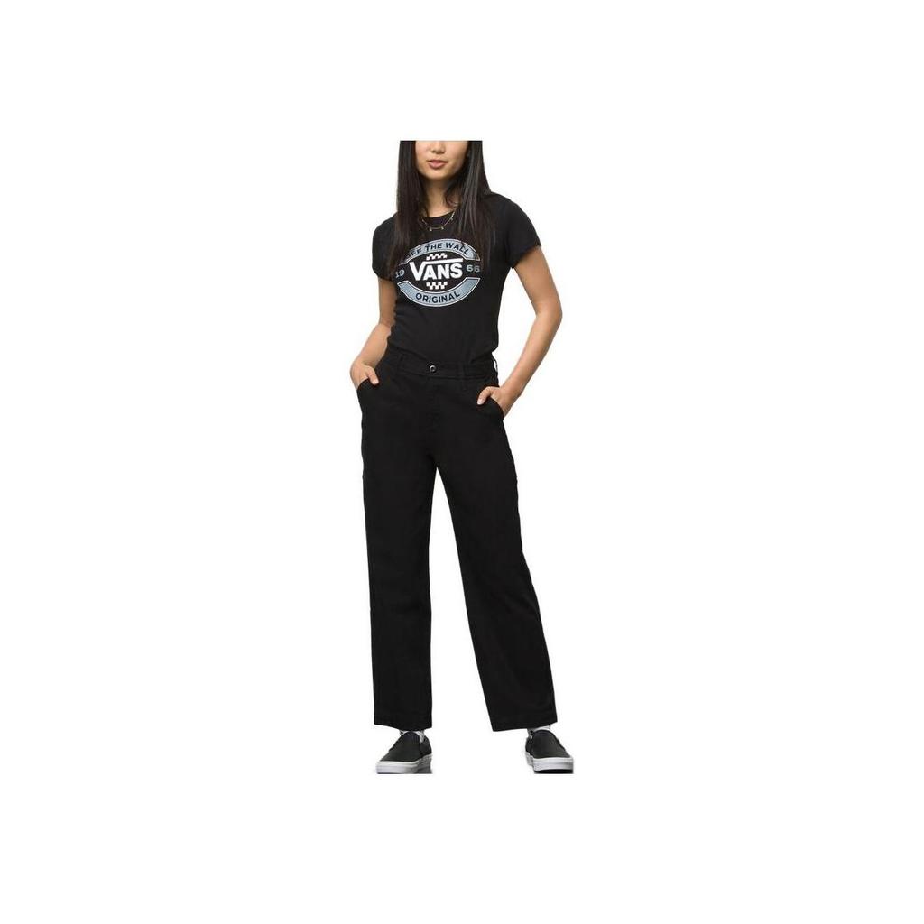 Vans Mid-Rise Solid Color Straight Leg Casual Pants Women Bottoms Black VN0A5JHJBLK