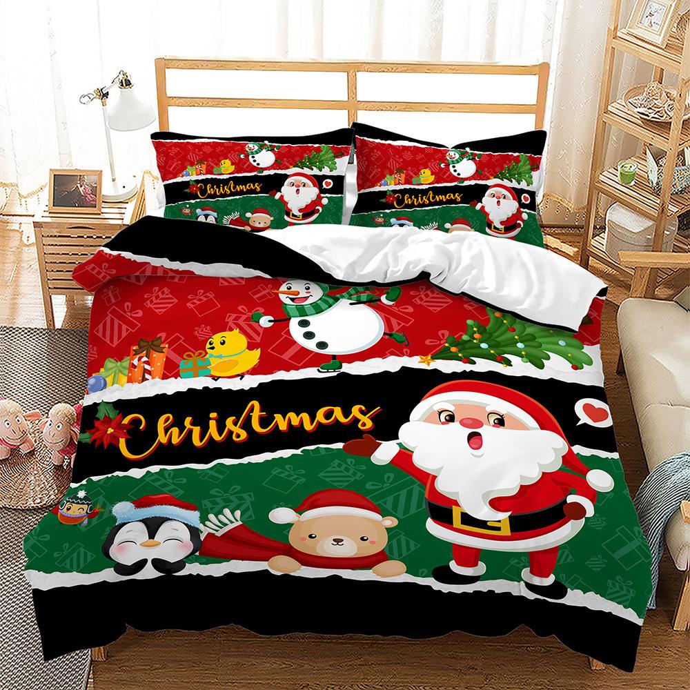 Popular Christmas Three-Piece Set Children'S Bedding Digital Printing Quilt Cover