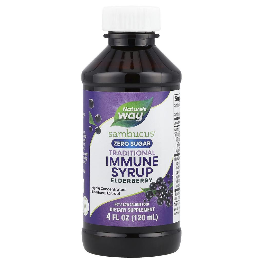 Nature'S Way, Sambucus®, Traditional Immune Boosting Syrup, Sugar Free, Elderberry, 50Mg, 120Ml (4Fl Oz)