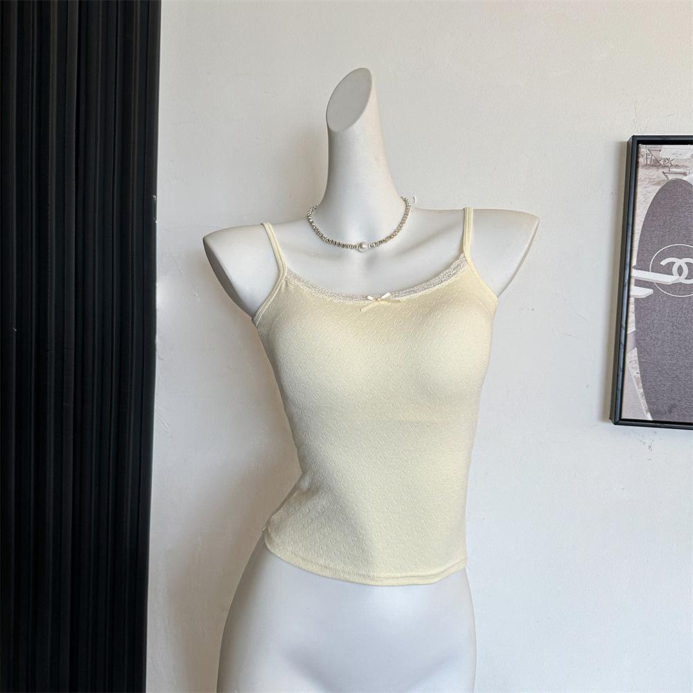 BrandyBM White Pure Desire Heart Embroidery Lace Slim Fit French Camisole