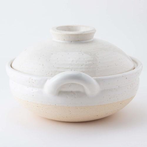 Hasegawa Healthy Earthenware Steamer, Medium, 27 cm, 2000 ml Capacity, Serves 2-4, Direct Heat Only, White, Iga Ware, Made in Japan, ZW-23