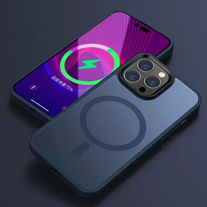 

Matte Magnetic Phone Case for Magsafe Mag Safe iPhone Air 17E 17 E 16E 16 Pro Max 15 Plus 14 13 12 11 Frosted Translucent Back Phone Cover Accessories iPhone 11 Pro Max синій